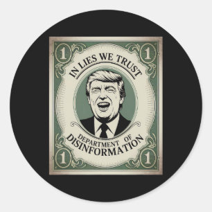 “trust Nobody” - Trump Banknote Parody  Classic Round Sticker