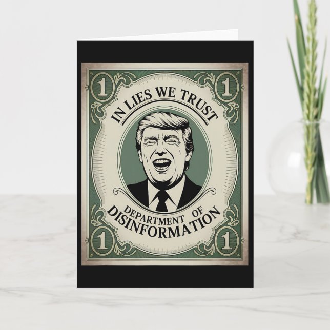 “trust Nobody” - Trump Nknote Parody 2  Card (Front)