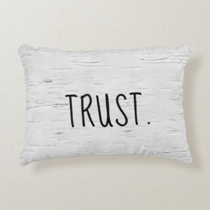 TRUST Text On Birch Tree Accent Pillow