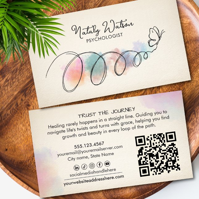 Trust The Journey Butterfly Flight Path Therapist Business Card (Creator Uploaded)