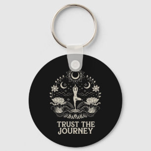 Trust The Journey Yoga Spiritual Boho Lotus Moon Keychain