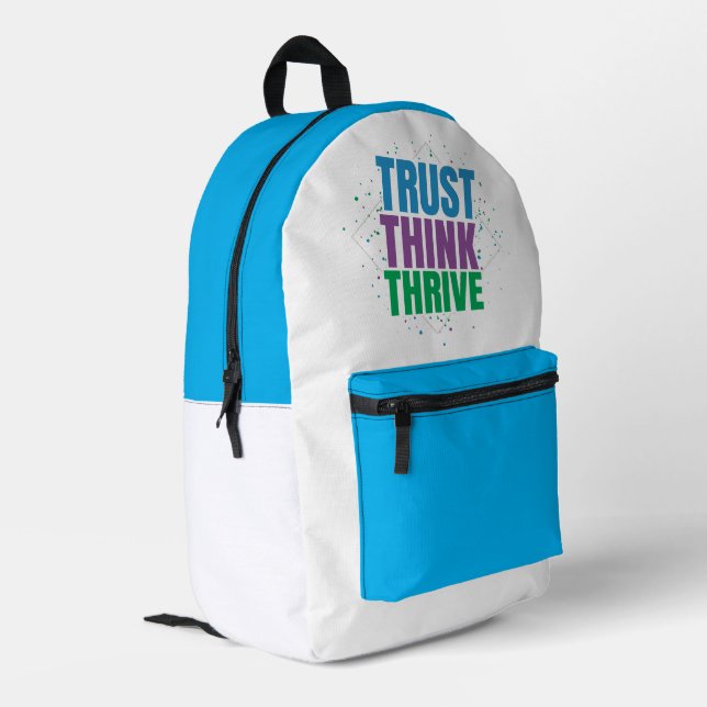 Trust Think Thrive – Motivational Quote Design Printed Backpack (Back Corner Left)