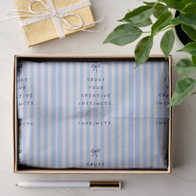 'Trust Your Creative Instincts.' Blue Beige Stripe Tissue Paper (Gift)