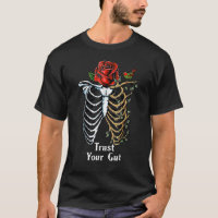 Trust Your Gut Human Skull Rib Red Rose Aesthetic 