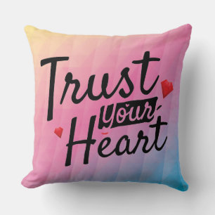 Trust Your Heart Rainbow Decorative Pillow