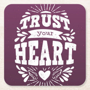 Trust Your Heart Square Paper Coaster