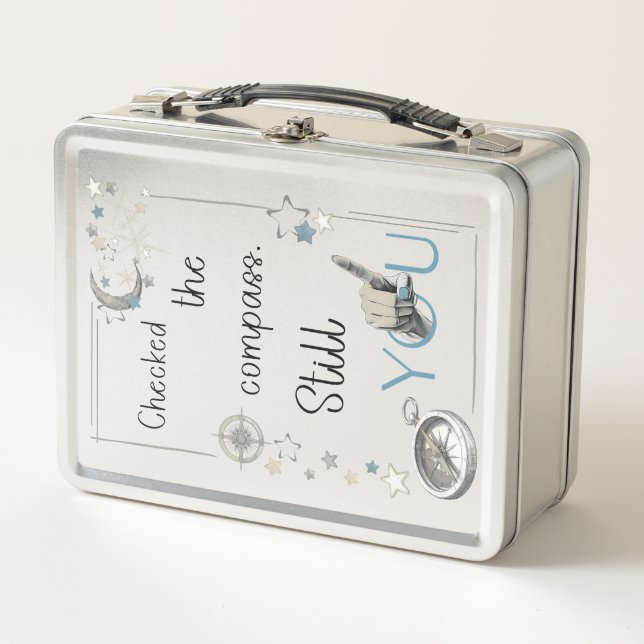 Trust Your Inner Compass. Self Care Afirmation Metal Lunch Box (Front)