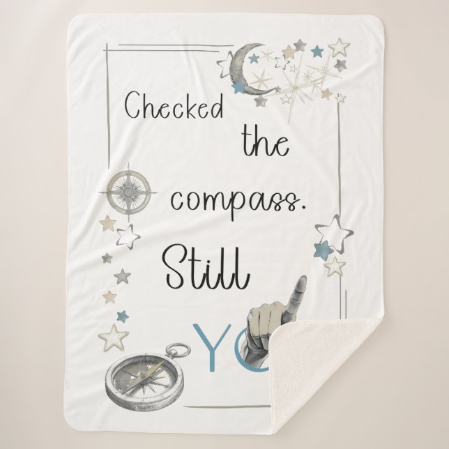 Trust Your Inner Compass. Self Care Afirmation Sherpa Blanket (Front)