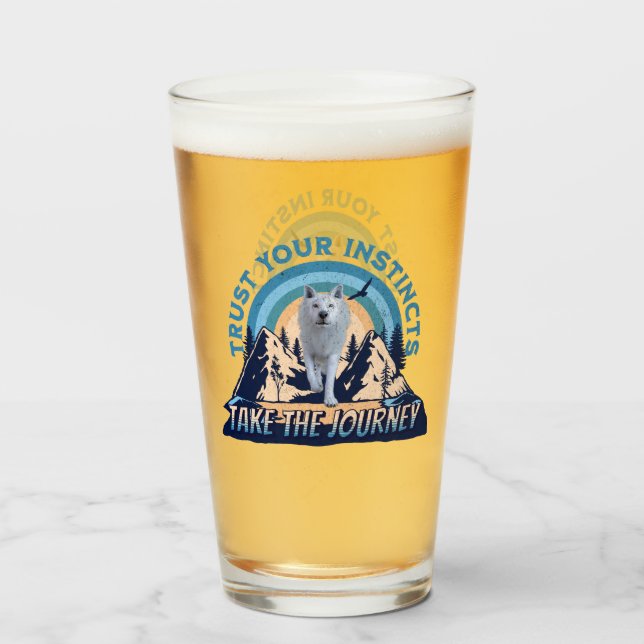 Trust Your Instincts Arctic Wolf Adventure Art Glass (Front Filled)