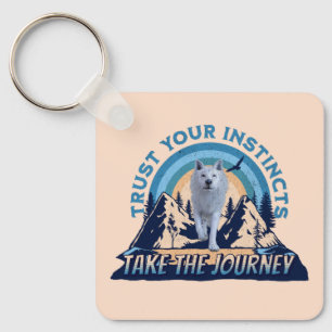 Trust Your Instincts Arctic Wolf Adventure Art Keychain