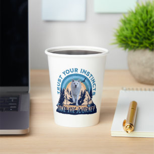 Trust Your Instincts Arctic Wolf Adventure Art Paper Cups