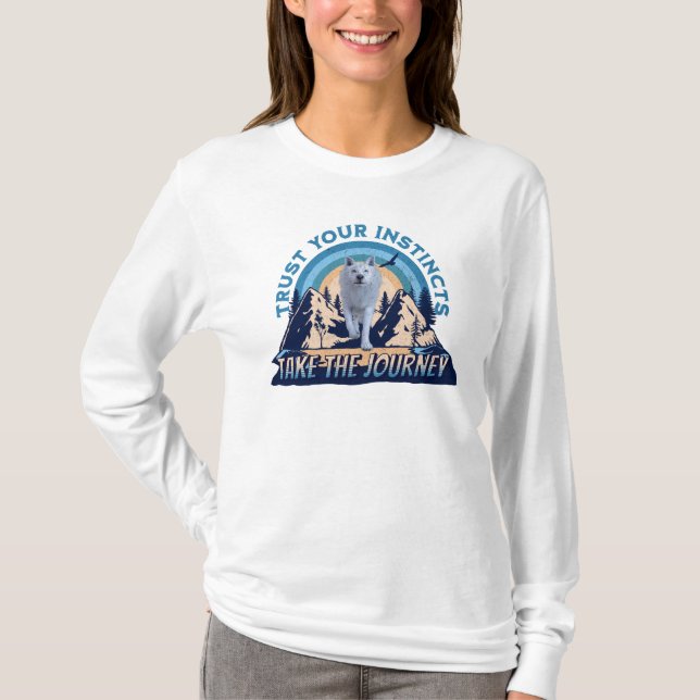 Trust Your Instincts Arctic Wolf Adventure Art T-Shirt (Front)
