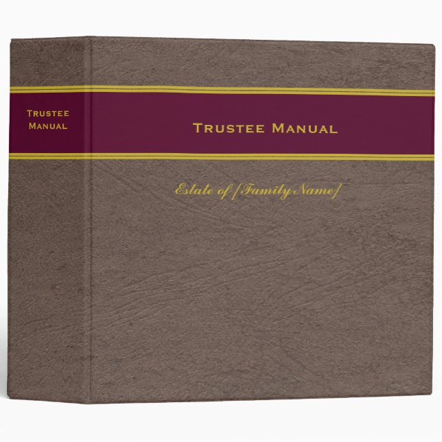 Trustee Manual with Custom Name Estate Plan binder (Front/Spine)