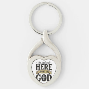 Trusting God Christian Quote Vintage T-Shirt Keychain