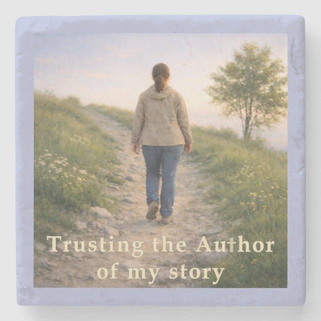 Trusting the Author Stone Coaster (Front)