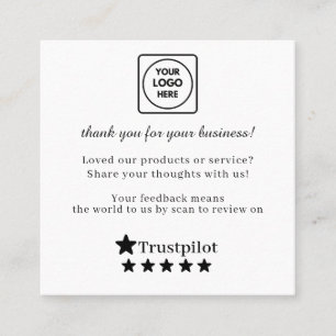 Trustpilot QR Custom Business Feedback Link Square Business Card