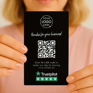 Trustpilot Review us Black Business Thank You QR Card