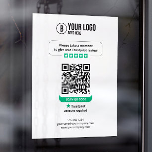 Trustpilot Reviews QR Code Rate My Business 5 Star Window Cling