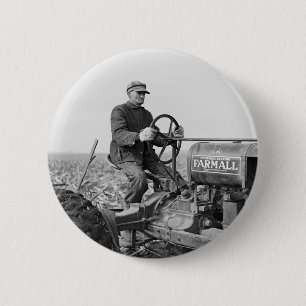 Trusty Old Tractor, 1930s 2 Inch Round Button