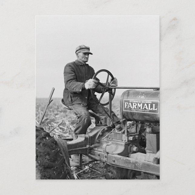 Trusty Old Tractor, 1930s Postcard (Front)