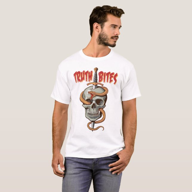 Truth Bites Skull and Snake T-Shirt (Front Full)