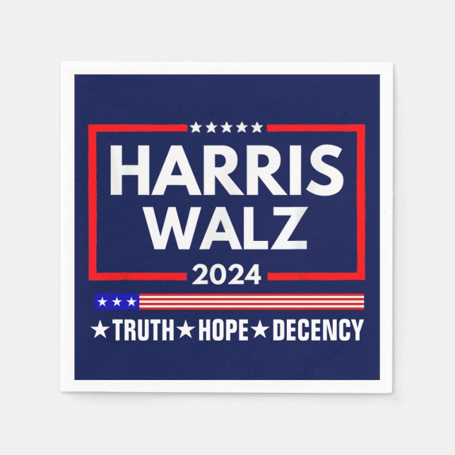Truth Hope Decency Harris Walz 2024 Napkin (Front)