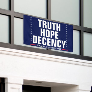 Truth Hope Decency   Harris Walz Blue Banner