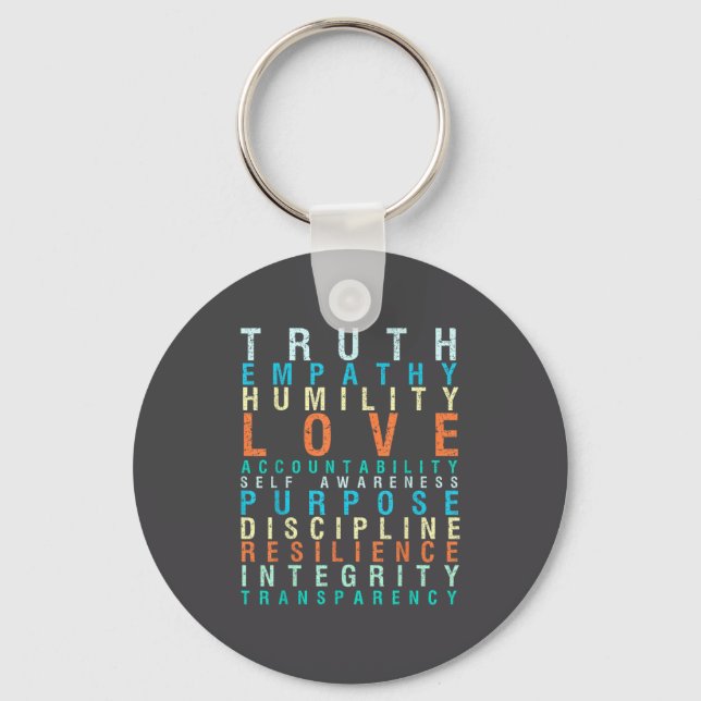 Truth Love Empathy Self Awareness Insrational Word Keychain (Front)