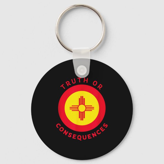 Truth Or Consequences New Mexico Nm Flag Zia Souve Keychain (Front)
