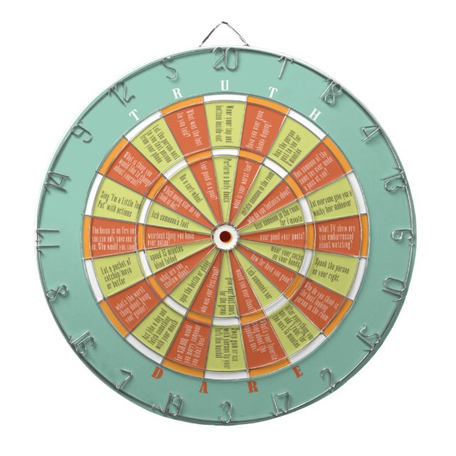 Truth or Dare Aqua/Orange (w/kissing) Dartboard (Front)