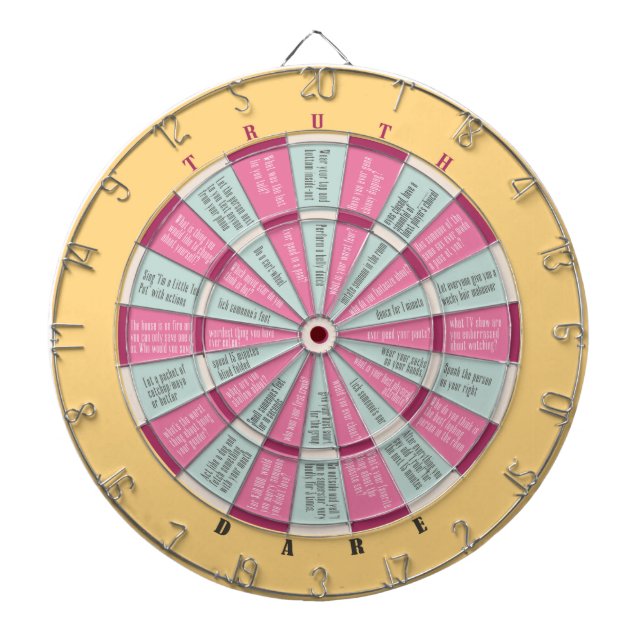 Truth or Dare (no kissing) Pastels pink yellow Dartboard (Front)