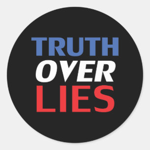 Truth over lies, blue, red, black classic round sticker