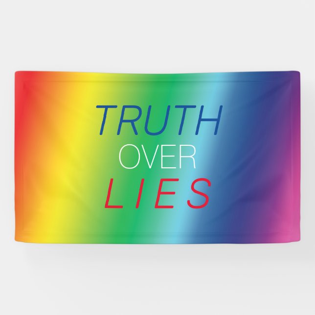 Truth over Lies - red, white, blue, pride lgbtq Banner (Horizontal)