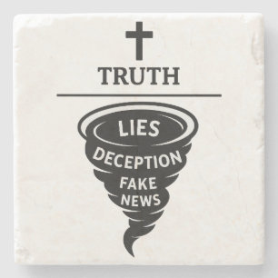 Truth over lies stone coaster
