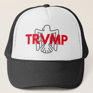 TRVMP trucker hat - red with grey eagle