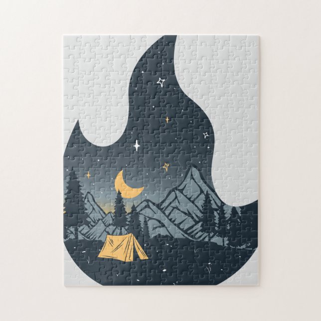 Try A Little Bit Of Campfire | Mountains Hiking Ji Jigsaw Puzzle (Vertical)