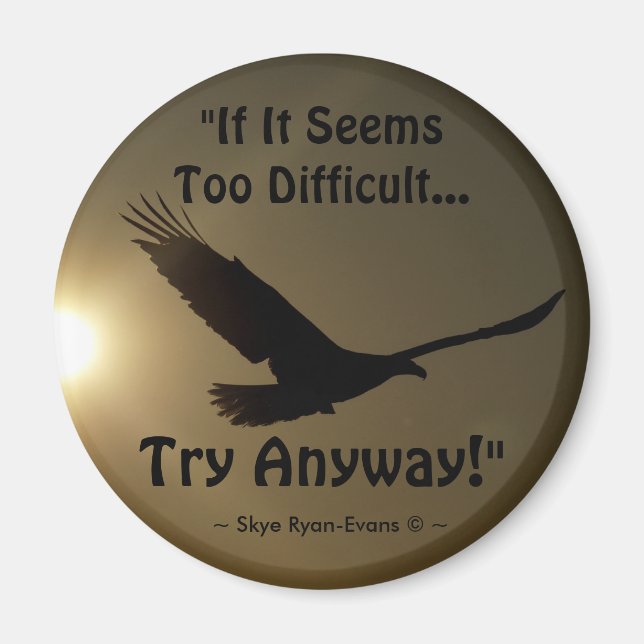 "TRY ANYWAY" Bald Eagle Series Motivational Magnet (Front)