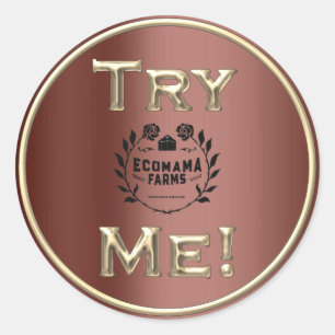 Try Coffee Logo Golden Tester Sample Container Classic Round Sticker