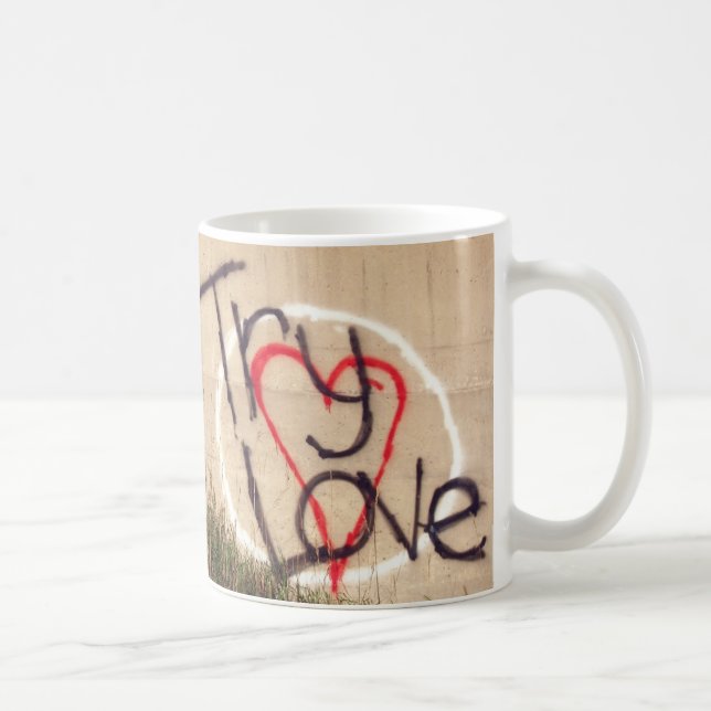 Try Love Graffiti On Wall Coffee Mug (Right)