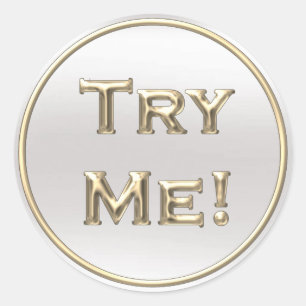 Try Me Black Silver Gold  ForTester Sample Contain Classic Round Sticker