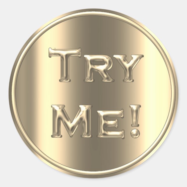 Try Me Champaigne Gold Tester Sample Container Classic Round Sticker (Front)