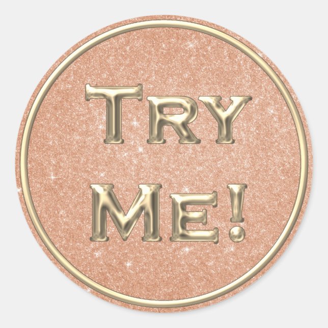 Try Me Gold Peach Blush Tester Sample Container Classic Round Sticker (Front)