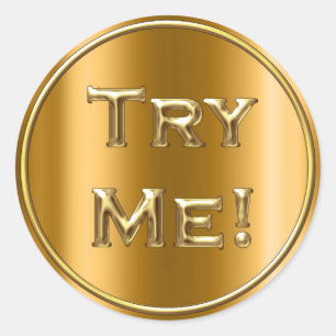 Try Me Honey Gold Tester Sample Container Classic Round Sticker