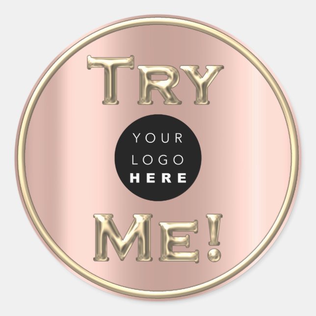 Try Me Logo Gold Tester Sample Container Rose Classic Round Sticker (Front)