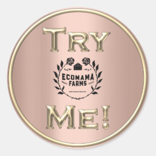 Try Me Logo Rose Gold Tester Sample Container Classic Round Sticker