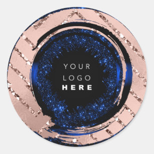 Try Me Logo Rose Navy Tester Sample Container Classic Round Sticker