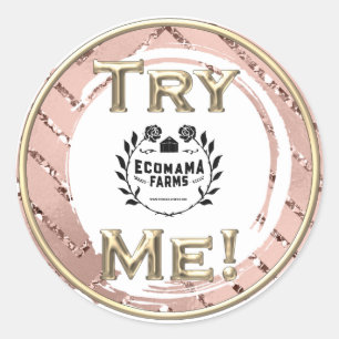 Try Me Logo Rose White Tester Sample Container Classic Round Sticker