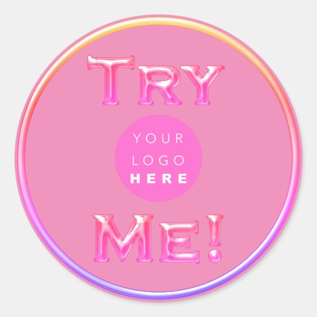 Try Me Logo Tester Sample Pink Small Business Classic Round Sticker (Front)