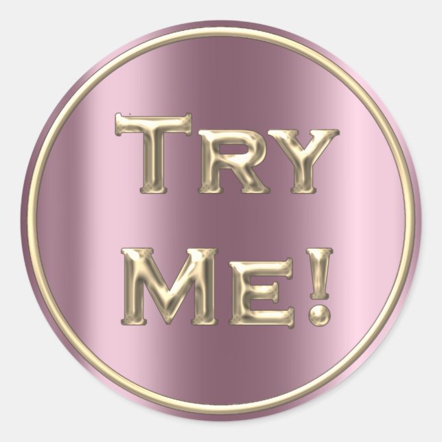 Try Me Pink Purple Gold Tester Sample Container Classic Round Sticker (Front)