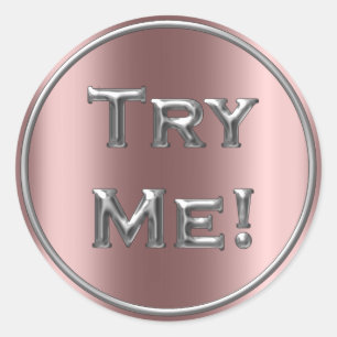 Try Me Rose Gold Silver Tester Sample Container Classic Round Sticker